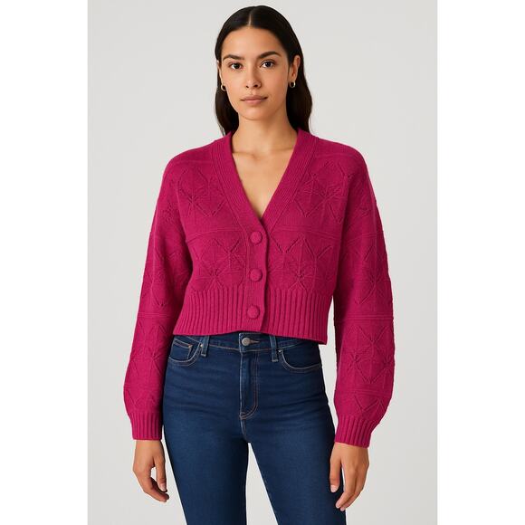 NWT Allison NY Hot Pink Textured Knit Oversized Cardigan – Size S - Picture 1 of 9